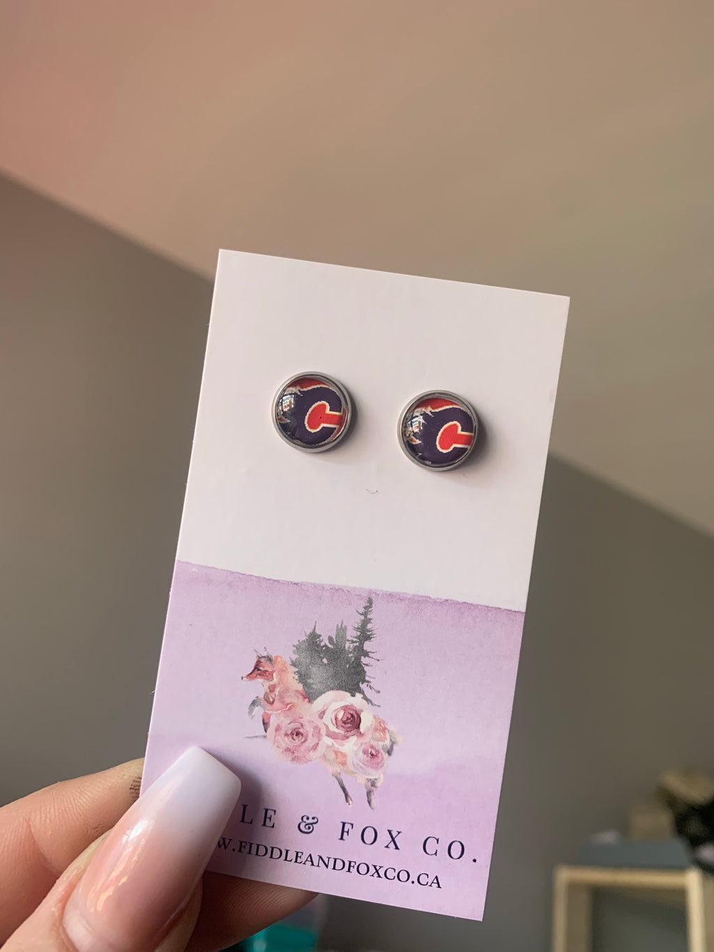 10mm Calgary Flames Earrings