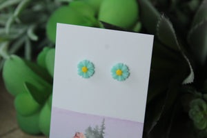 Teal Daisy Earrings