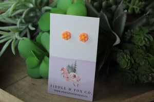 Orange Daisy Earrings