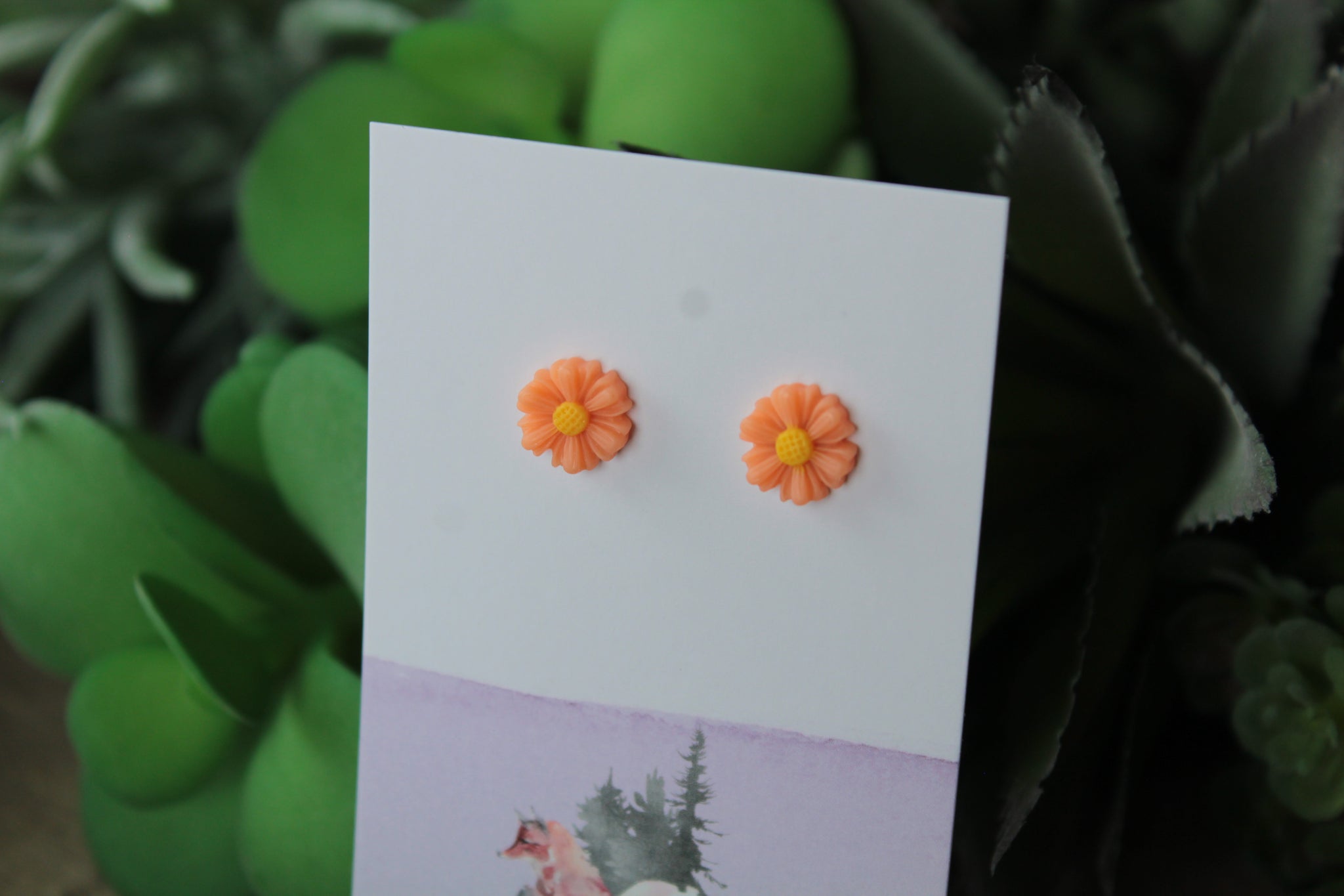 Orange Daisy Earrings