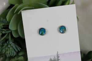 6mm Teal Mermaid Earrings