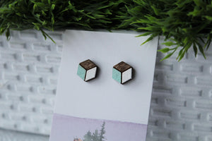 Wood Mint/White Earrings