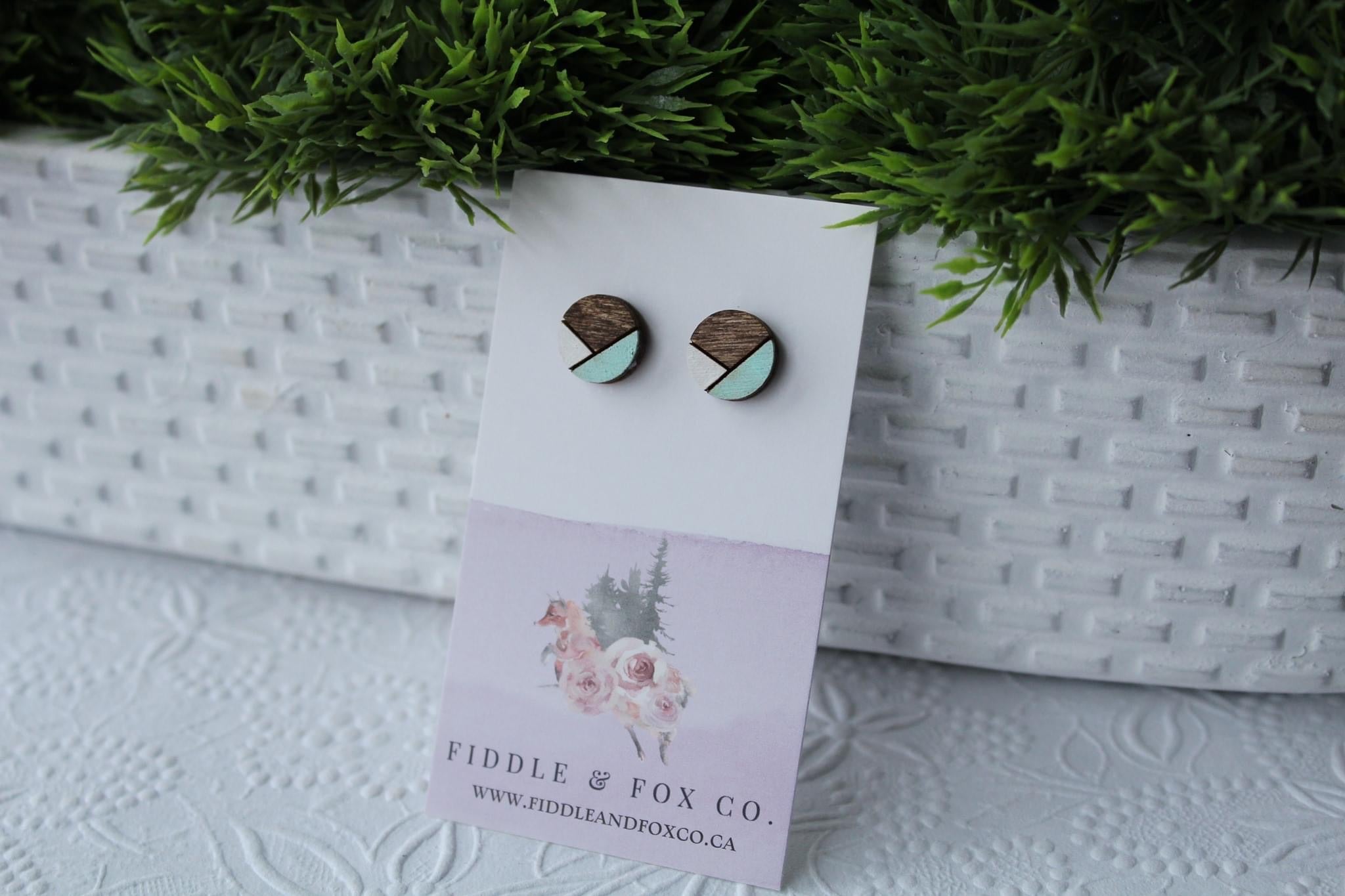 Wood White Mint Earrings