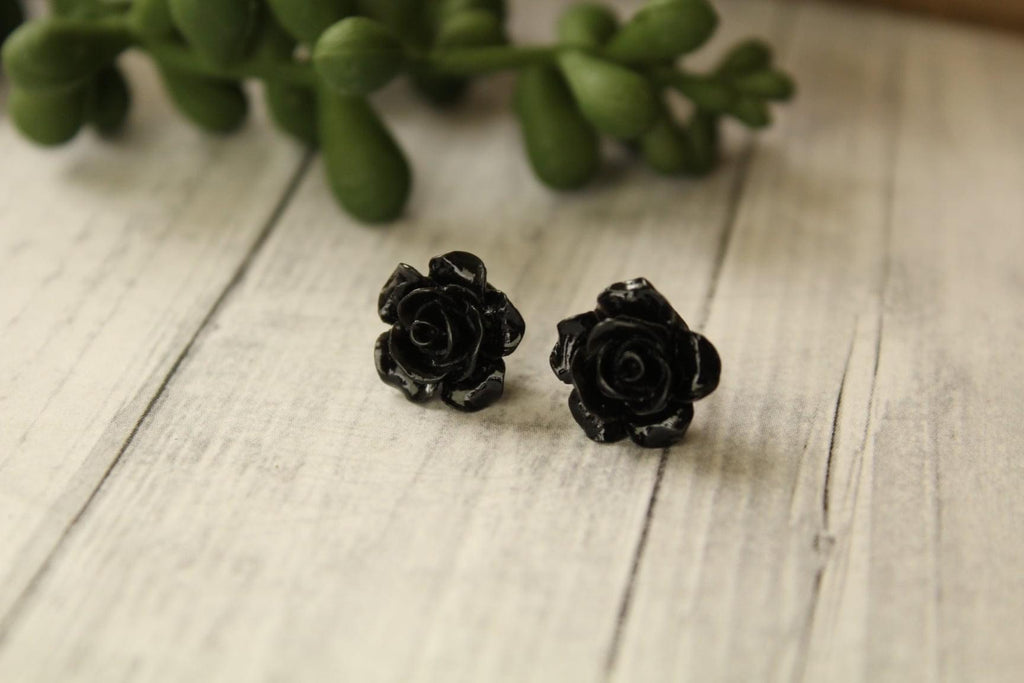Black Flower Earrings