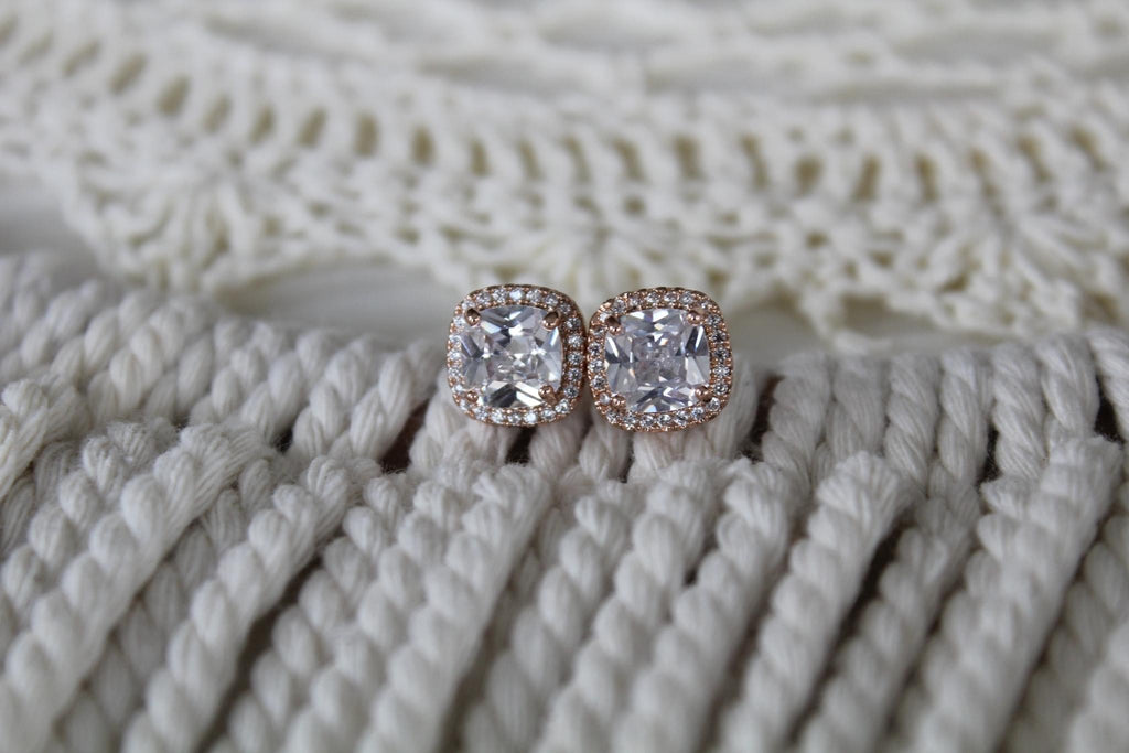 Diamond/Rose Gold Sapphire Earrings