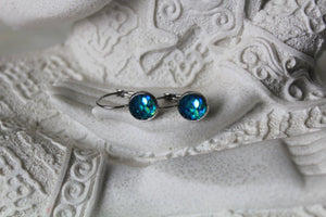 8mm Blue Mermaid Earrings