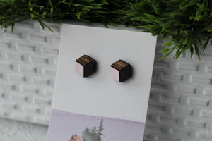 Wood Black/Pink Earrings
