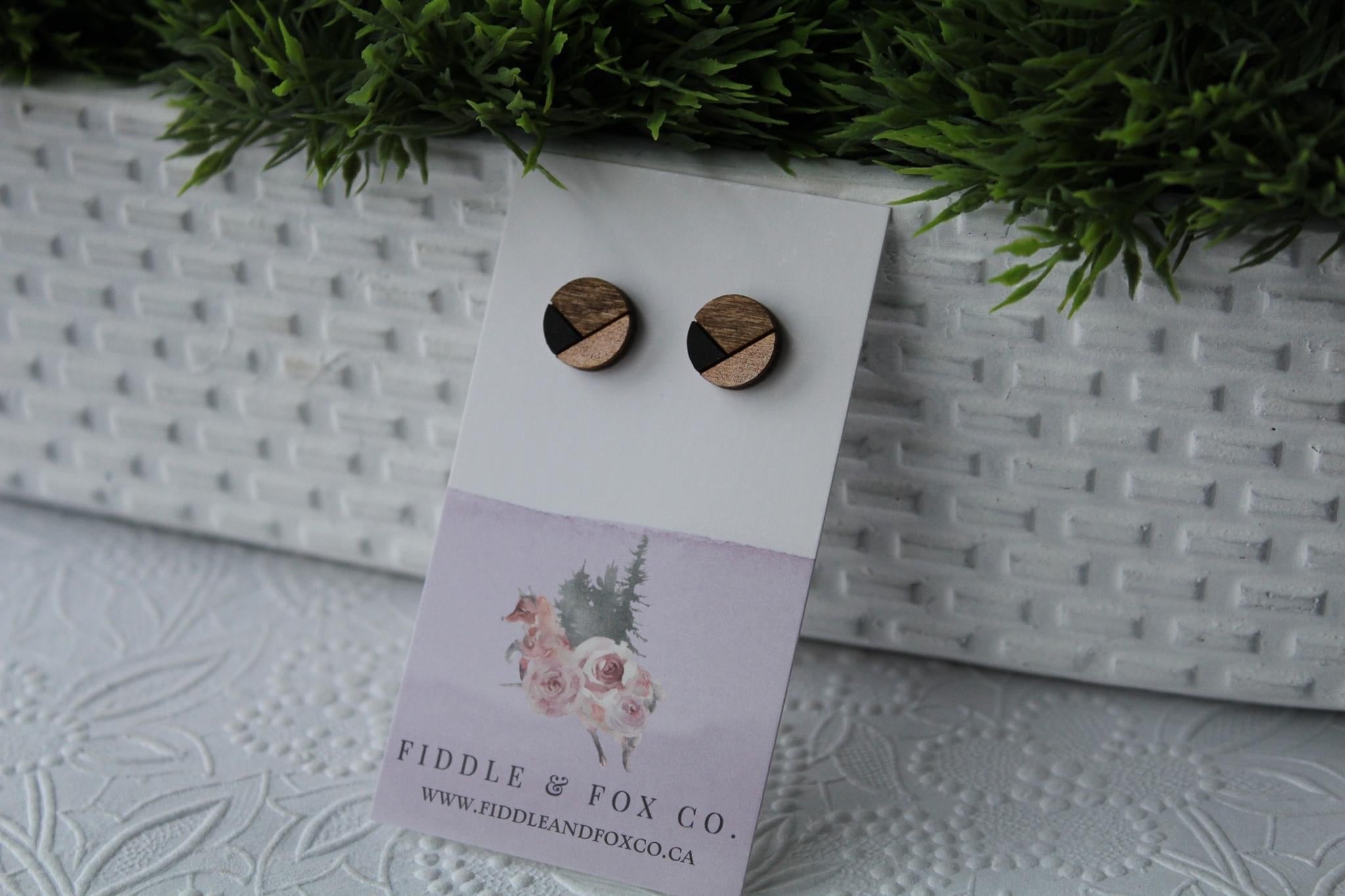 Wood Black/Rose Gold Earrings