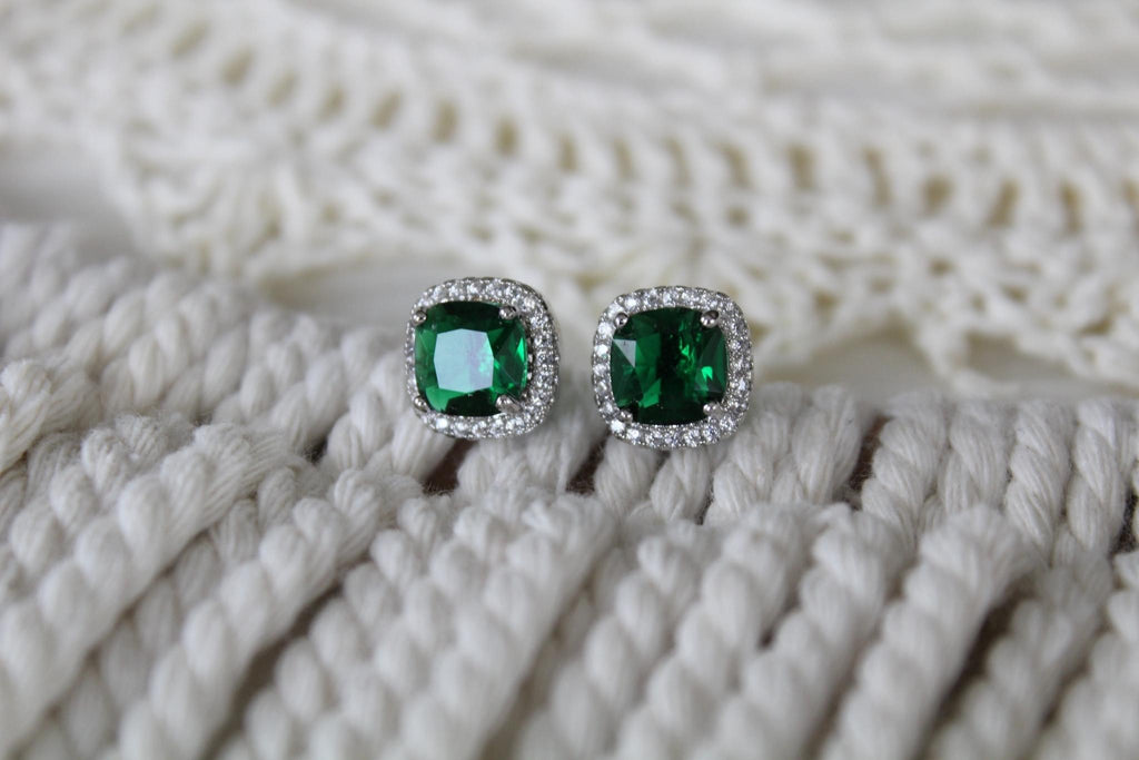 Dark Green Sapphire Earrings