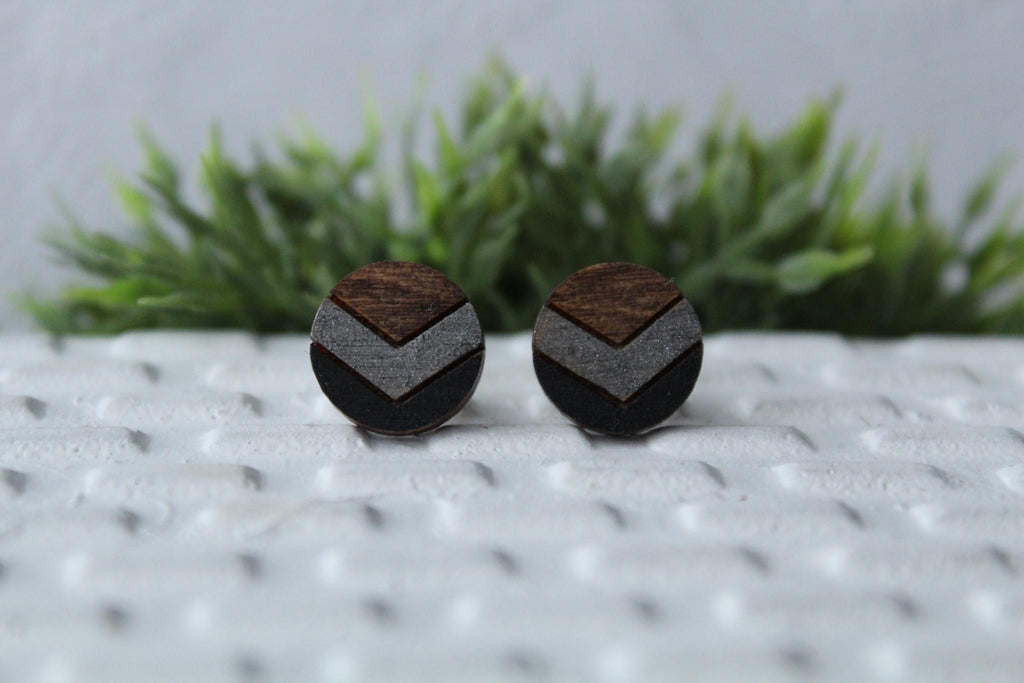 Chevron Metallic Grey/Black Earrings