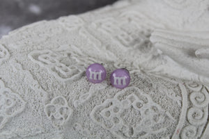 8mm light purple m&m earrings
