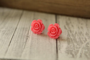 12mm Coral Flower Earrings