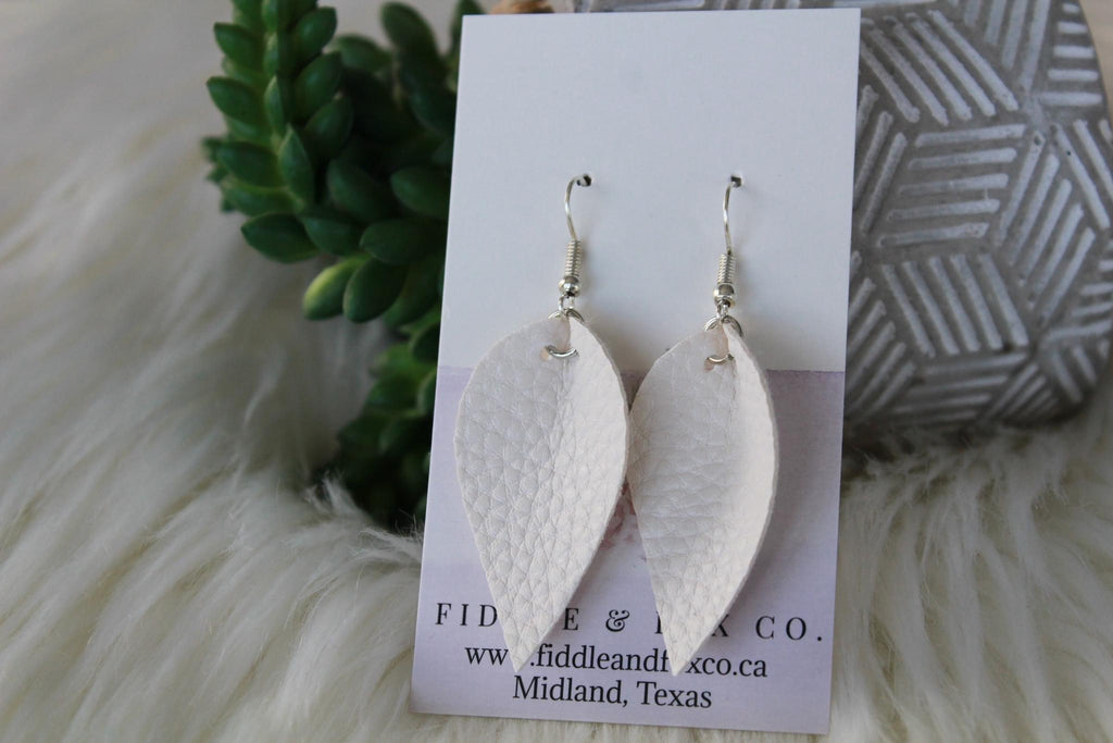 White Leather Earrings