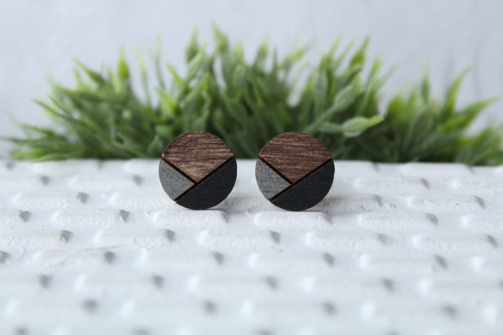 Wood Metallic Grey/Black Earrings