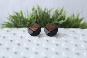 Wood Metallic Grey/Black Earrings