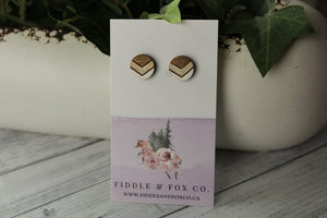 12mm Metallic Champaign/ White wood earrings