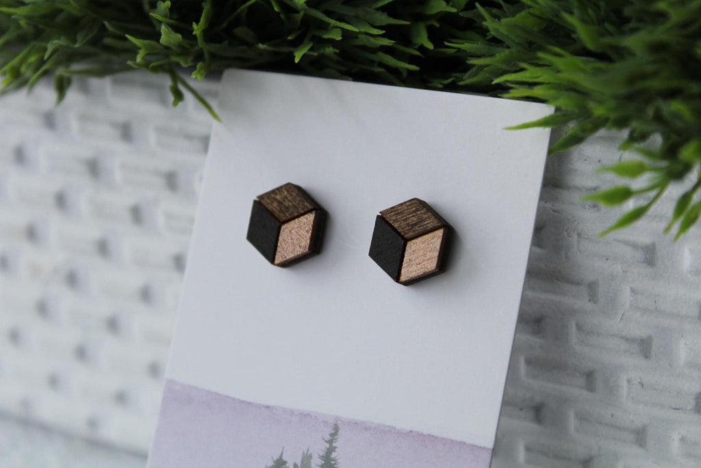 Wood Grey/Rose Gold Earrings
