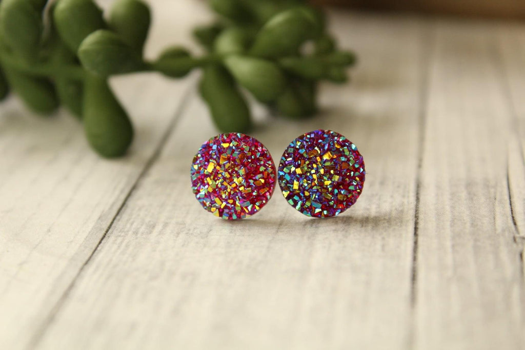 12mm Dark Pink Earrings