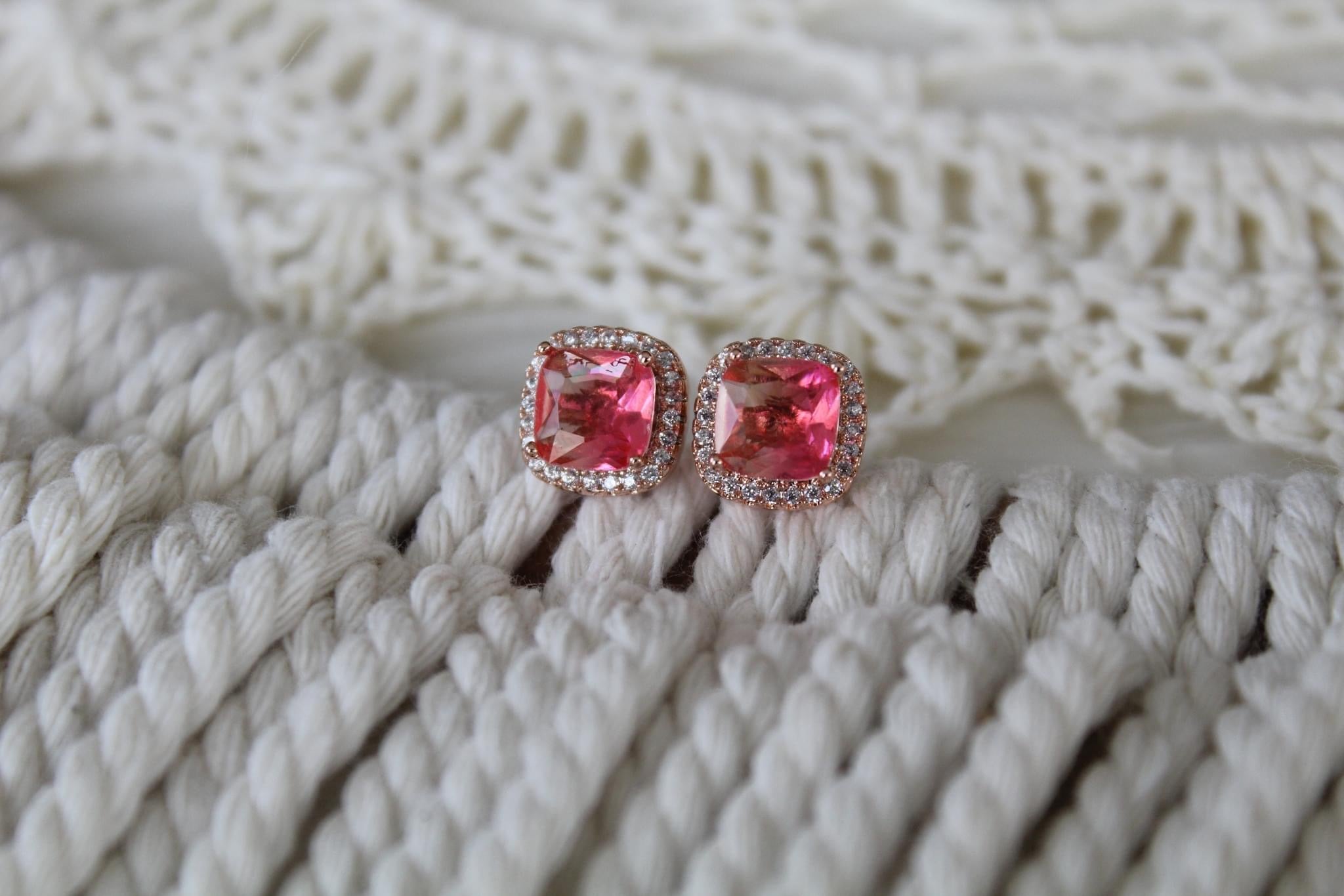 Pink/Rose Gold Sapphire Earrings