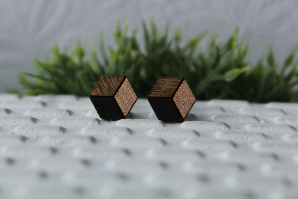 Wood Black/Rose Gold Earrings