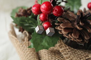 Silver/Black Wood Earrings
