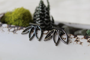 Gunmetal Lotus Earrings