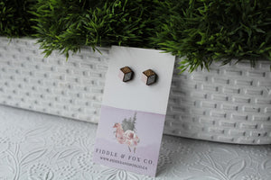 Wood Earrings Pink/Metallic Dark Grey