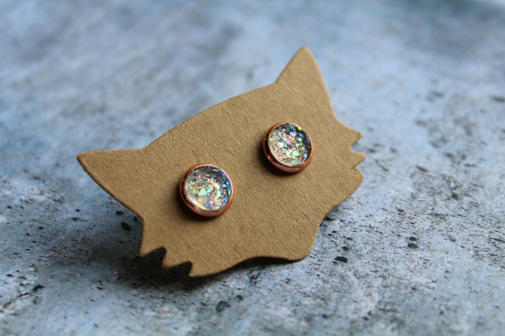 8mm Translucent In A Rose Gold Stud