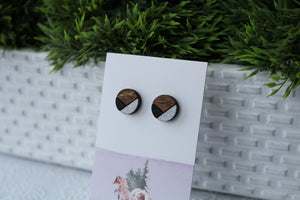 Wood Black/Silver Earrings