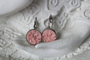 12mm Chunky Pink Druzy Earrings