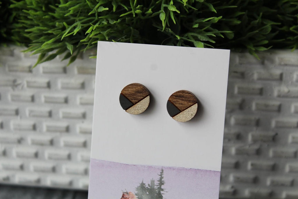 Wood Earrings Dark Grey/Taupe