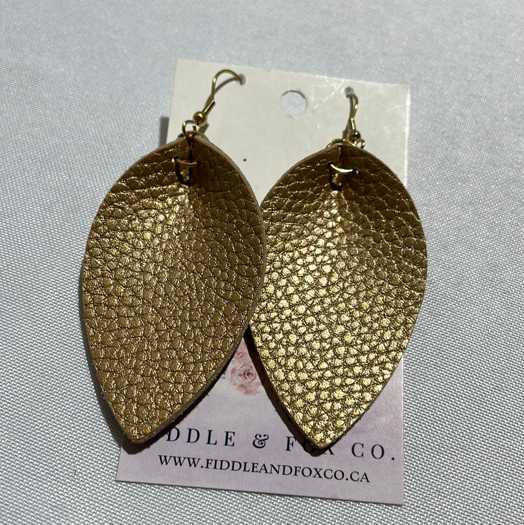 Gold Leather Earrings