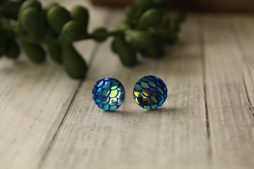 10mm Blue Mermaid Earrings