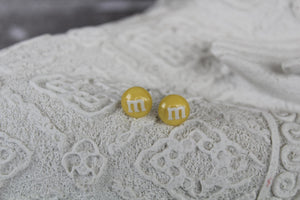 8mm yellow m&m earrings