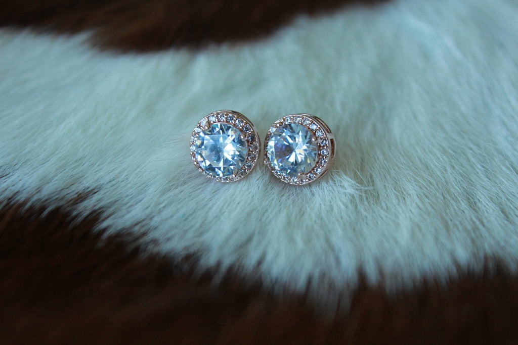 Lux Round Rose Gold/Silver Earrings