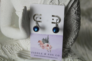 8mm Navy Mermaid Earrings