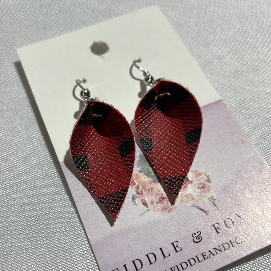 XS Plaid Leather Earrings