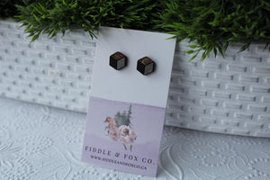 Wood Black/Metallic Grey Earrings