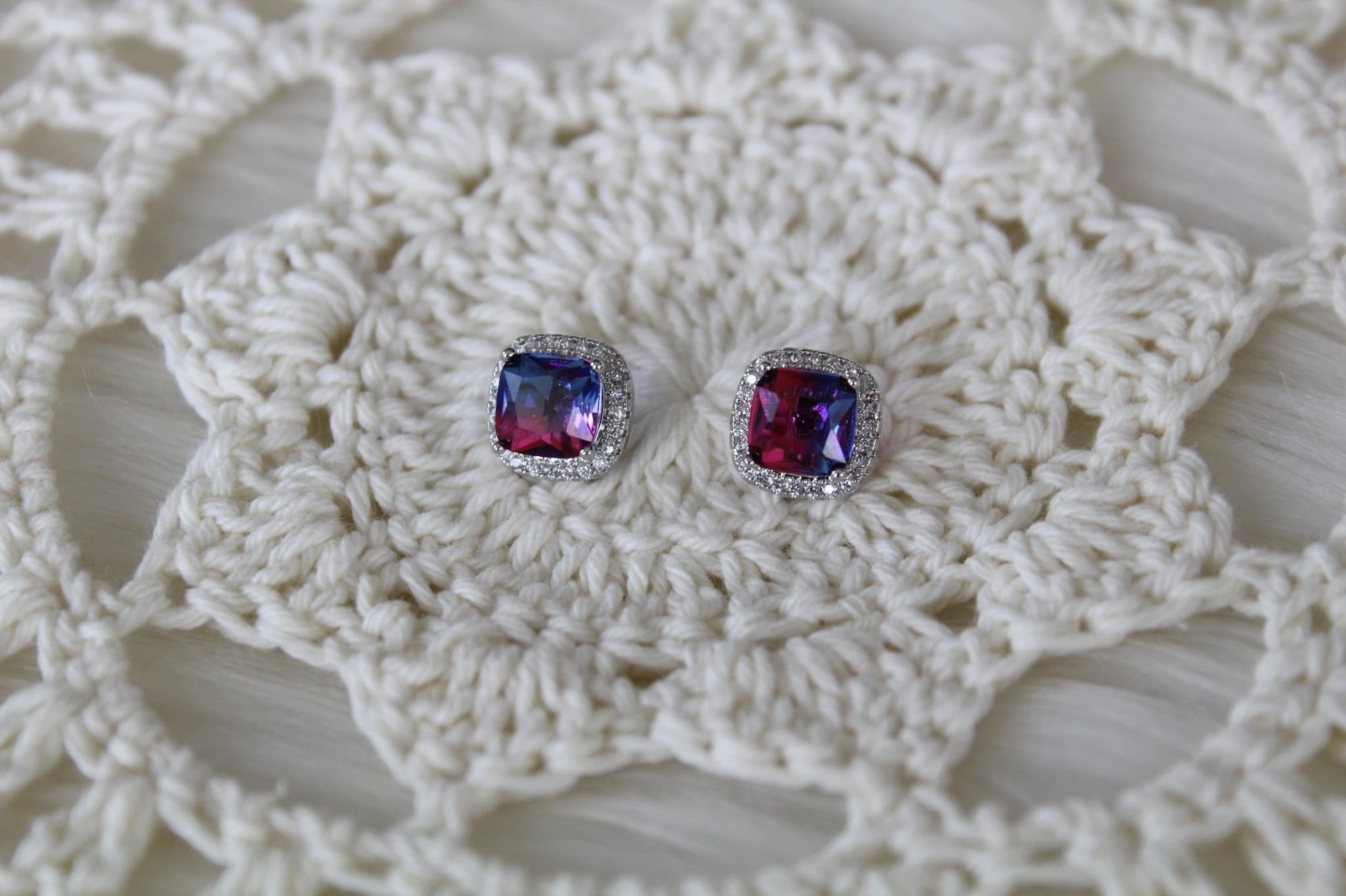 Purple/Blue Sapphire Earrings