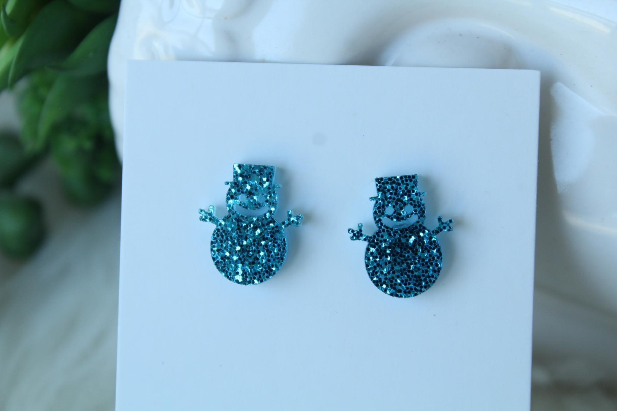 Glitter Snowman Earrings