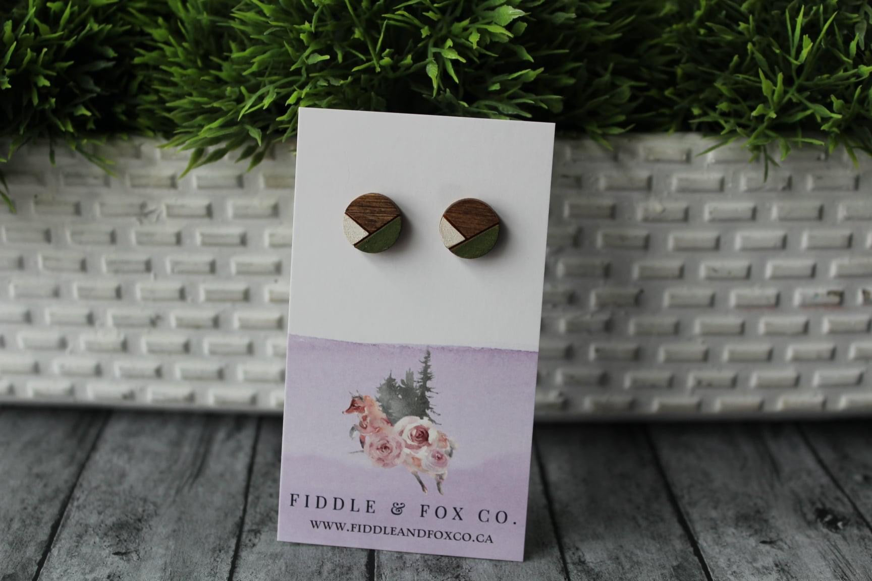 Wood Earrings White/Green