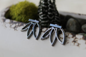 Gunmetal Lotus Earrings