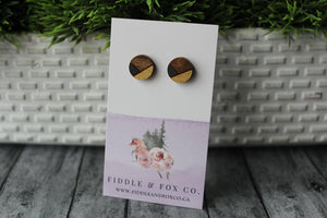 Wood Geometric Earrings Dark Grey/Metallic Gold