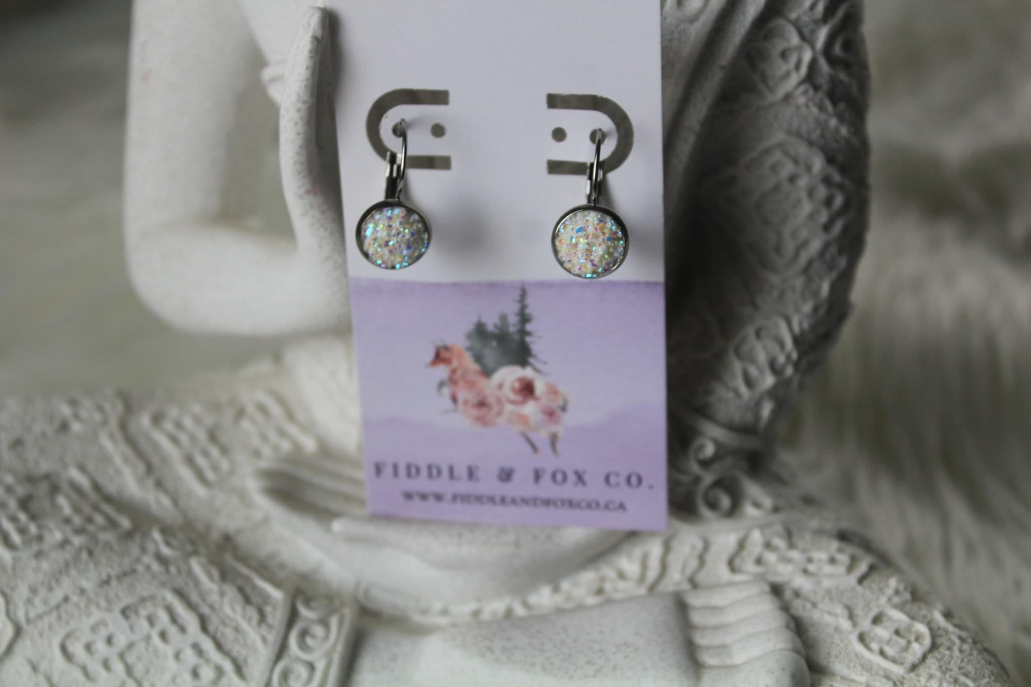 10mm Flat Confetti Druzy Earrings