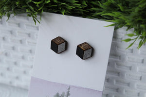 Wood Black/Metallic Grey Earrings