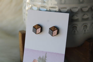 Wood Earrings Metallic Dark Grey/Rose Gold