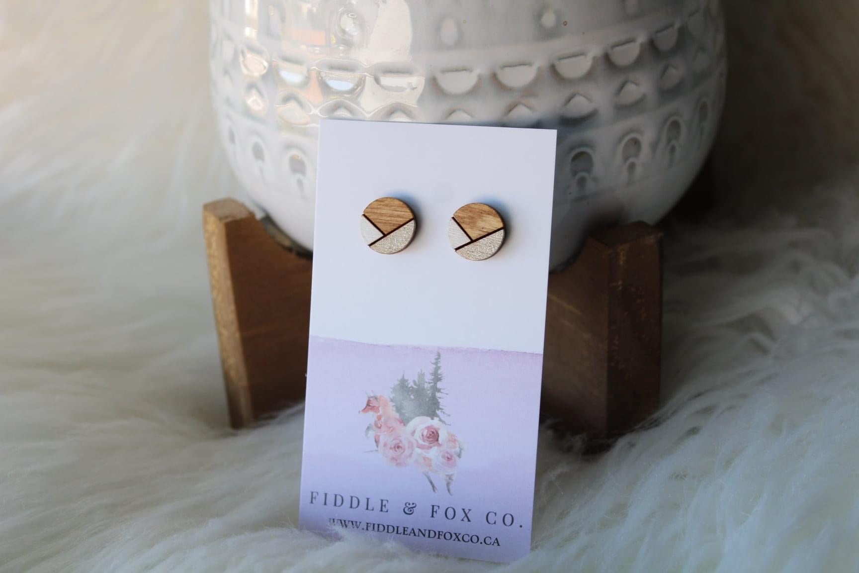 Wood Earrings White/Taupe