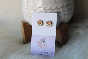 Wood Earrings White/Taupe