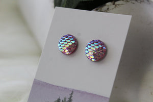 12mm Pink/Purple Mermaid Earrings