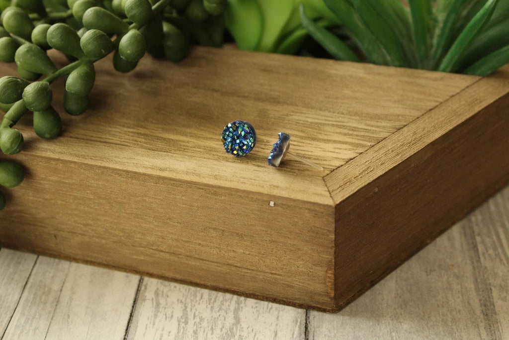 10mm Blue Green Earrings
